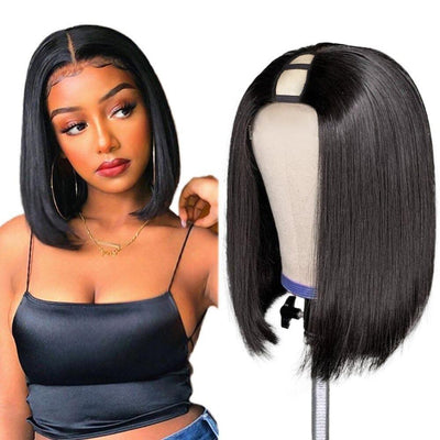 Beumax Straight Brazilian Remy Human Hair Wig - Natural Black, 10-30", Lace Part