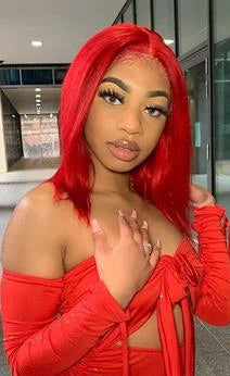 XBL Hair 13x6 Red Lace Front Wig Short Bob Wig With Pre-plucked Hairline