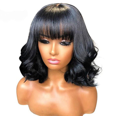 Beumax Brazilian Remy Human Hair Wig - Long Straight, Lace Part, 10-16", Natural Black