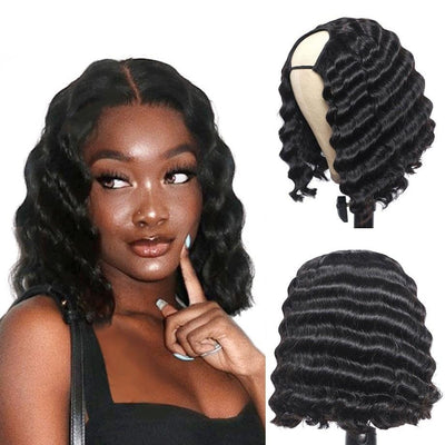 Beumax Long Brazilian Remy Human Hair Lace Wig – 180% & 200% Density, Loose Deep Wave, Natural Black