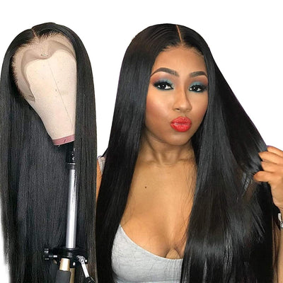 BeuMax Bone Straight Brazilian Human Hair T Part Lace Wig – Pre-Plucked Hairline & 180% Density