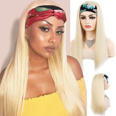 Beumax 613 Blonde & Black Straight Human Hair Headband Wig - Brazilian Remy, 180% Density