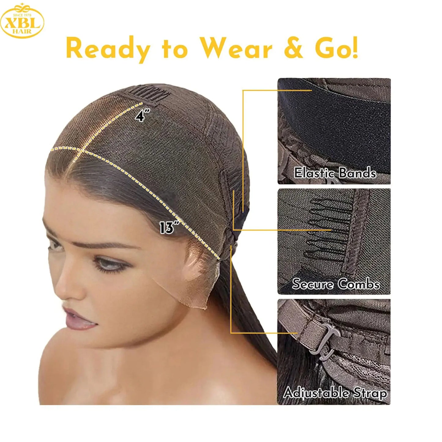 Hair Jet Black #1 Straight Lace Front Wig 13x4/13x6 HD Lace Frontal Wig with Baby Hair Pre-plucked Hairline